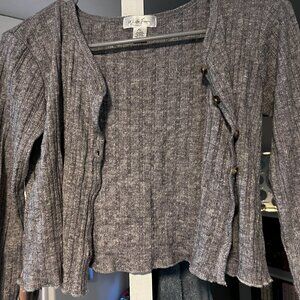 White Fawn gray button up sweater - girls XL